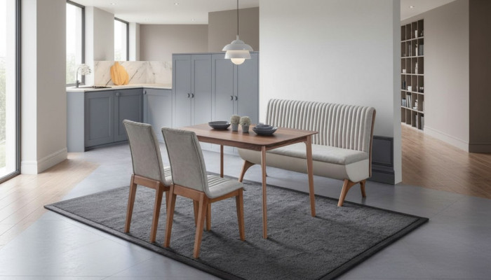 Moderne Weiße Esszimmer Garnitur Designer Esstisch 2x Stühle Bank 4tlg