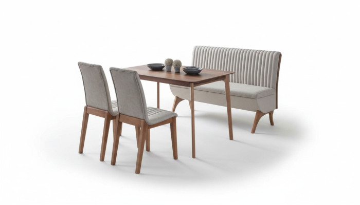 Moderne Weiße Esszimmer Garnitur Designer Esstisch 2x Stühle Bank 4tlg