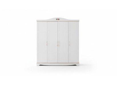 Weißer 4-Türiger Kleiderschrank Designer Holz Schrank Kinderzimmer Möbel