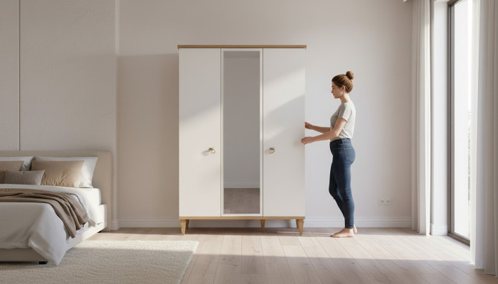 Luxuriöser Weißer Kleiderschrank Designer Holzschrank Glasschrank Möbel