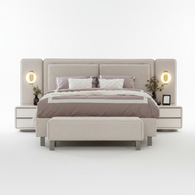 Komplett Schlafzimmer Möbel Set Bett mit Bank 2x Nachttische 3tlg Neu