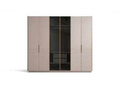 Designer Beiger Glasschrank Moderne Schlafzimmer Holz Möbel Schrank