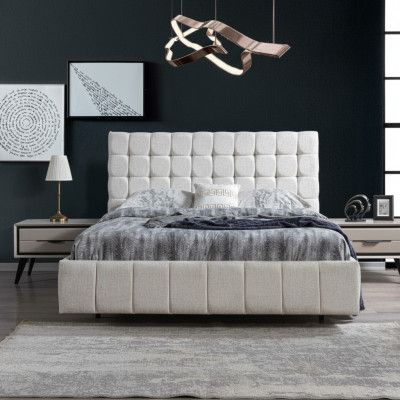 Exklusives Schlafzimmer Set Weißes Doppelbett Luxus 2x Holz Nachttische