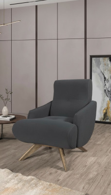  Grauer Loungesessel Designer Einsitzer Polster Sessel Wohnzimmer Möbel