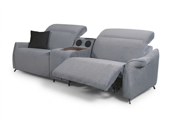  Graues Polster Sofa Designer 3-Sitzer Dreisitzer Mit Musikanlage Modern