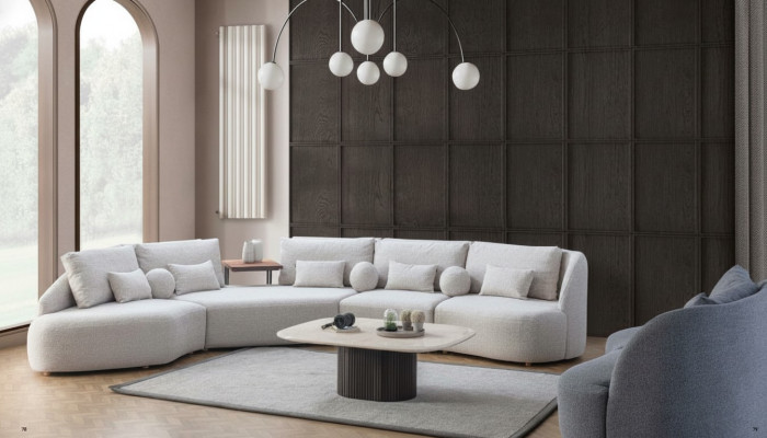 Weißes Ecksofa Modernes L-Form Sofa Wohnzimmer Couchen Holzgestell Sofa