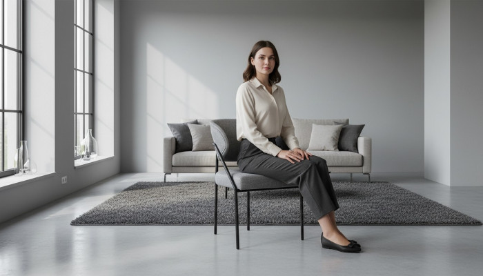 Grauer Polsterstuhl Esszimmer Designer Stühle Metallgestell Luxus Möbel