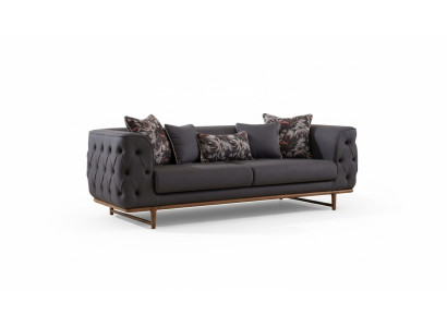 Schwarzes Chesterfield Sofa Designer Bettfunktion Wohnzimmer 3-Sitzer