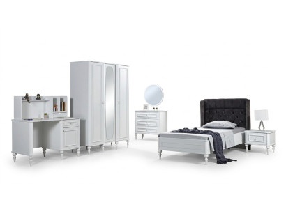 Komplette Jugendzimmer Möbel Bett Kommode Schreibtisch Spiegel 6tlg Set