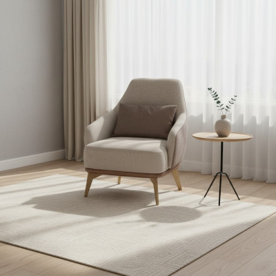 Exklusiver Sessel Wohnzimmer Textil Einsitzer Design Stilvolle Holzfüße