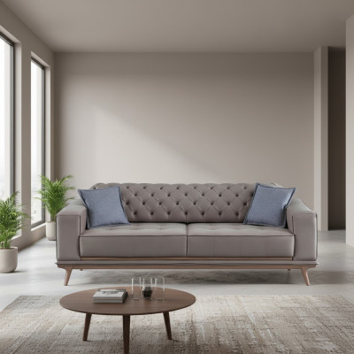 Sofa 4 Sitzer Design Sofas Polster Grau Textil Relax Sitz Möbel Modern