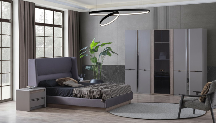 Schlafzimmer Set Bett Kleiderschränke Schrank Betten 2x Nachttische 4tlg.