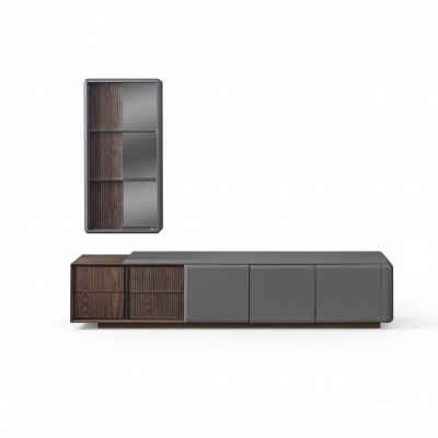 Designer Wohnzimmer set TV-Schrank mit Exclusive Wandregal Regal 2tlg.