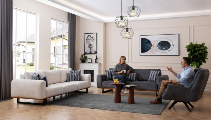 Design Sofagarnitur Wohnzimmer Set Moderne Garnituren 4+3+1 Sitz 3tlg.