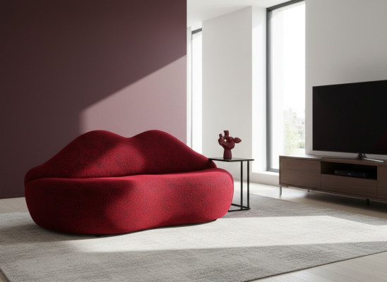 Designer 3 Sitzer sofa rot farbe in Form von Lippen stilvoll Sitzpolster