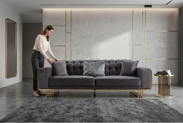 sofa Luxus Möbel Wohnzimmer Füße 240cm Couch Sofas Couchen 3 Sitzer