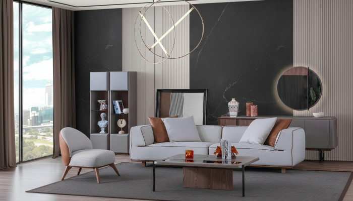 Luxus Wohnzimmer Set Komplette Einrichtung Sofa Kommode Couchtisch 5tlg