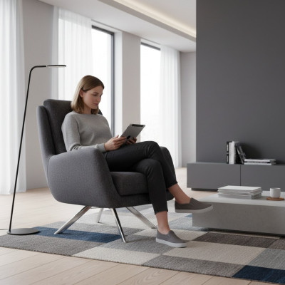 Modern Sessel Luxus Möbel in Wohnzimmer Lounge Club Designer grau Einrichtung
