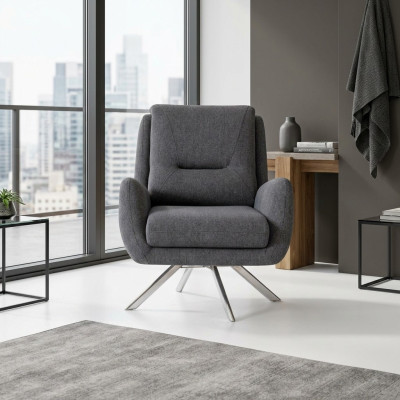 Modern Sessel Luxus Möbel in Wohnzimmer Lounge Club Designer grau Einrichtung