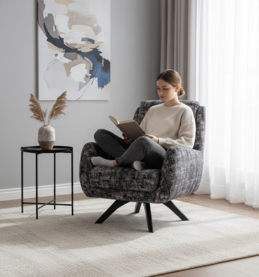 Designer Sessel Wohnzimmer Luxus Möbel Grau Stil Einsitzer Lounge Club