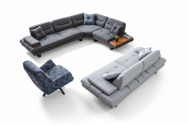 Designer 3tlg. Wohnzimmer set Ecksofa L-form + 3 + 1 Sitzer Modern neu