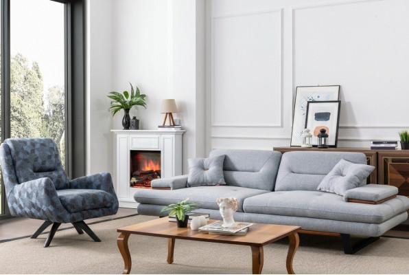 Modern Sofagarnitur 3+1 Sitzer Wohnzimmer Luxus Grau Couchgarnitur Sets