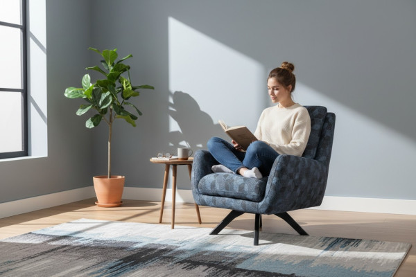 Wohnzimmer Luxus Sessel grau Club Lounge Modern Designer Möbel Einrichtung