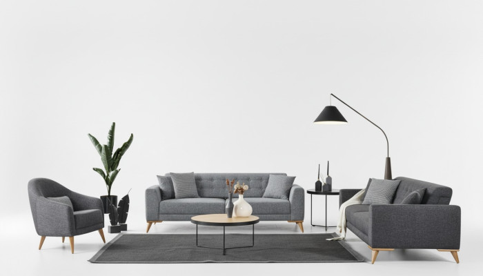 Stilvoll Wohnzimmer set 3tlg. Luxus Möbel Grau Modern Design 3+1 Sofa