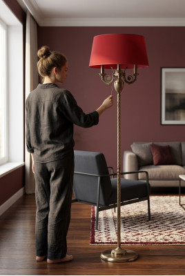 Rot Stehlampe Stehleuchter Lampe Leuchte Gold Lampen 50x173