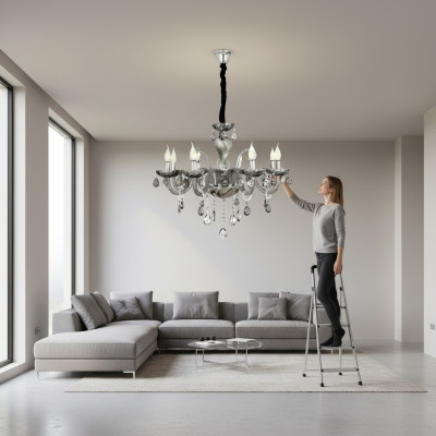 Kronleuchter Smoke Crystal im Wohnzimmer neu schick Luxus zu Hause