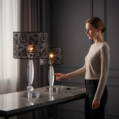 Tischleuchte Antik Stil Kronleuchte Tisch Lampe Kristall Lampen Lampe