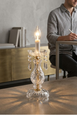 Stilvolle Tischlampe Antik Stil Einrichtung Luxus Kerzenlampe Kristall