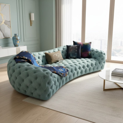 Sofa 3 Sitzer Chesterfield Grün Polster Sofas Design Kunstleder neu Modern