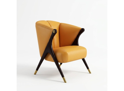 Design Luxus Orange Sessel Chair Sofa 1 Sitzer Fernseh Chaise Kunstleder