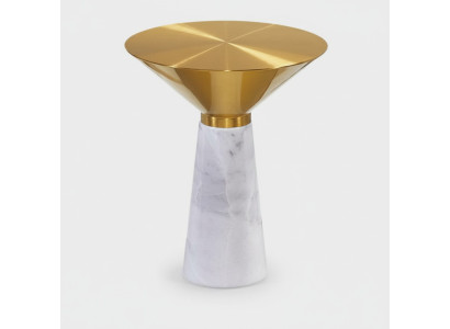 Moderner Runder Beistelltisch Kaffetisch Goldener Couchtisch Marmor