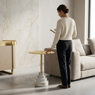 Modern Couchtisch Luxus Metall Tisch Beistell Tische Wohnzimmer Rund neu