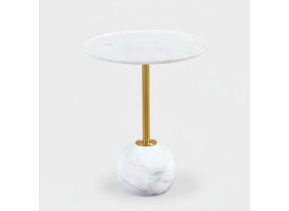 Weißer Beistelltisch Stilvoller Runder Wohnzimmer Couchtisch Marmor Möbel