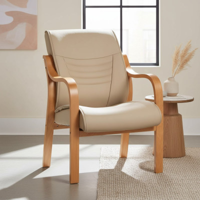 Stuhl Kunstleder Design Polsterstuhl Beige Stühle Esszimmerstuhl Bürostuhl