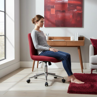 Büro Sessel Rot Luxus Stuhl Bürostuhl Chef Neu Textil Designer Sessel Möbel