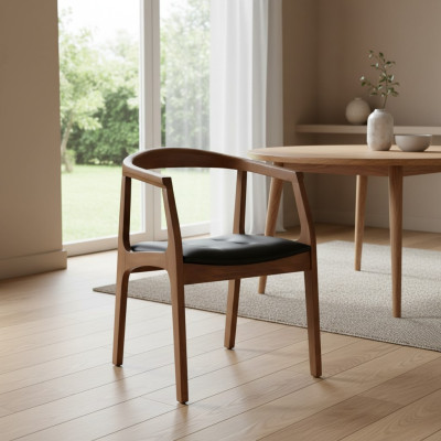 Stilvoller Holzstuhl Esszimmerstühle Brauner Einsitzer Luxus 1-Sitzer Sessel