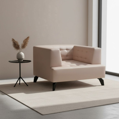Luxus Beiger Ledersessel Polster Lounge Einsitzer Relax Clubsessel Stil