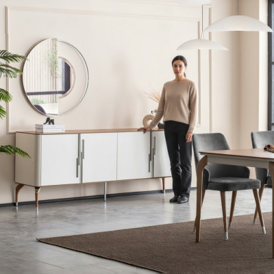 Esszimmer Kommode Sideboard mit Spiegel Modern Neu Luxus Kommoden Holz Design