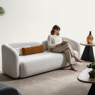 Modern Design Polster Weiß Sitz Couch 3 Sitzer Sofa Sofas Textil Stoff