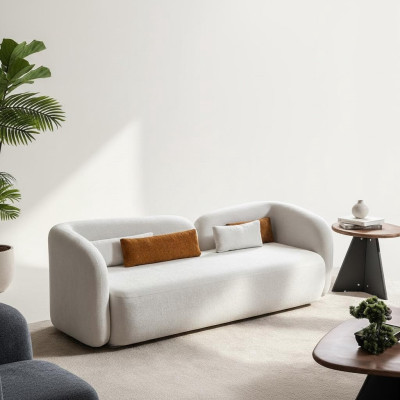 Modern Design Polster Weiß Sitz Couch 3 Sitzer Sofa Sofas Textil Stoff