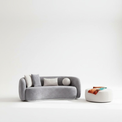 Moderne Design Grau Couch Sofa 4er Sitz Polster Sofa Möbel Hocker neu