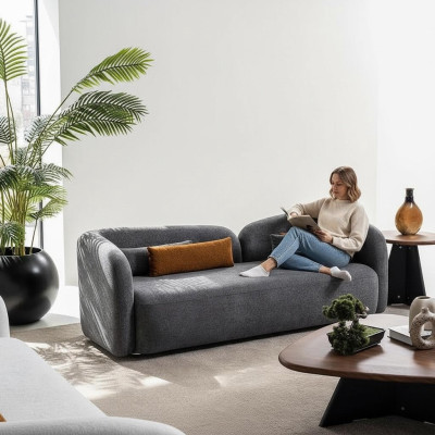 Wohnzimmer Sofa 3 Sitzer Designer Couch Polster Sofas Stoff Textil Neu