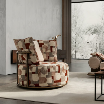 Modern Mehrfarbig Sessel Design Sofa Sitzer Luxus Relax Textil Lounge Polster
