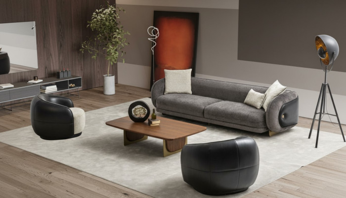 Moderner Grau Sofagarnitur set 3 Sitzer Sofas 2x Sessel Wohnzimmer set