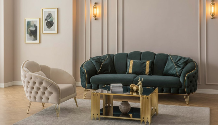 Stilvoll Wohnzimmer Komplett 3tlg Dreisitzer Sofa Couch Luxus 2x Sessel
