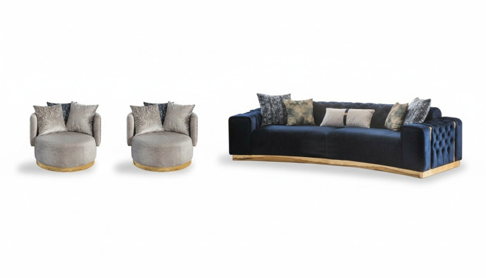 Wohnzimmer Komplette SItzgarnitur Chesterfield 4-Sitzer 2x Sessel 3tlg